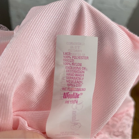 Alana Gale Intimates Nylon Pink Lace Ruffle Two Piece Teddy Robe Lingerie Set L - Picture 15 of 15